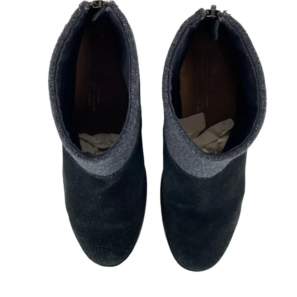 TOMS LEILA 740706 SUEDE FELT COLORBLOCK STACKED HEEL ANKLE BOOTS BOOTIES